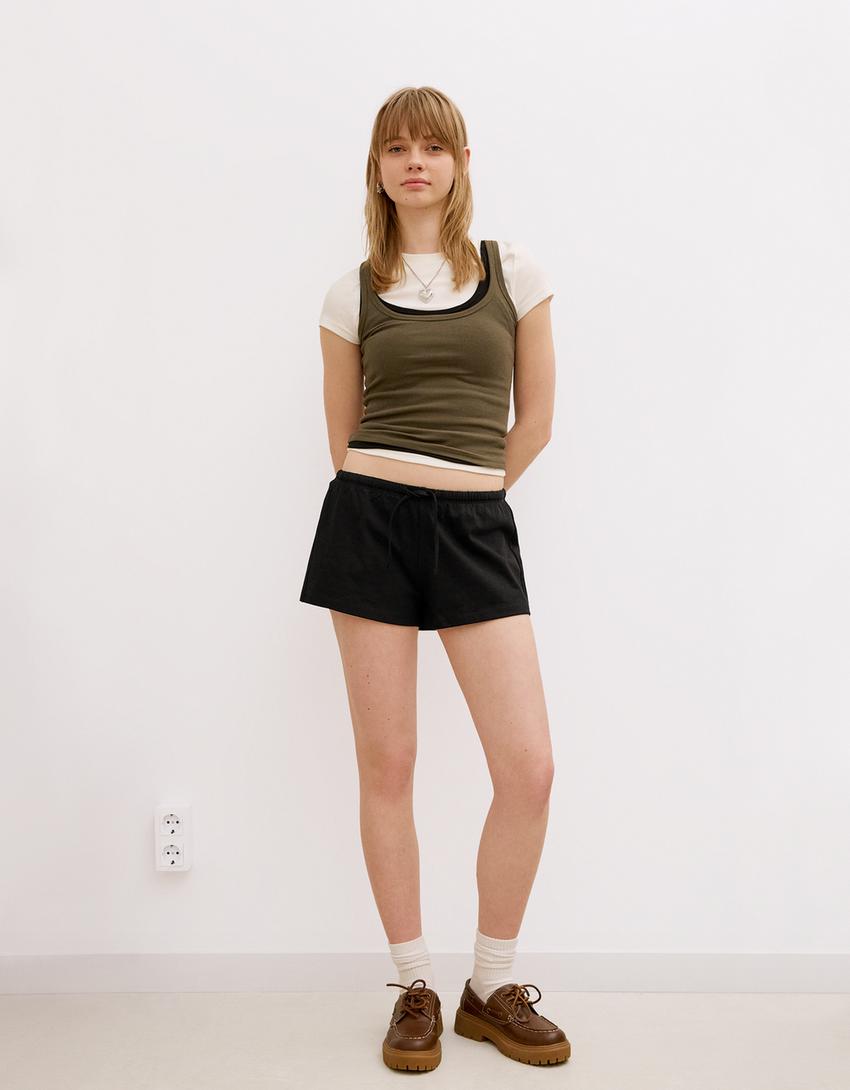 Plush shorts-Black