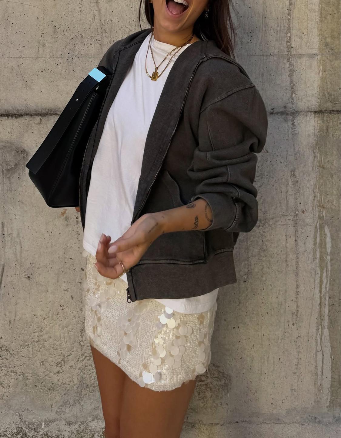 Sequinned mini skirt