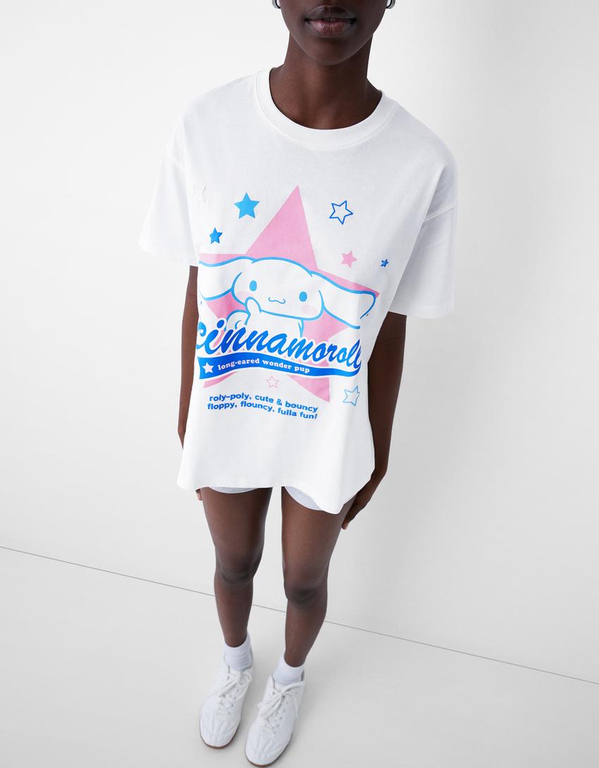 T-shirt manches courtes imprimé Cinnamoroll-Blanc-5
