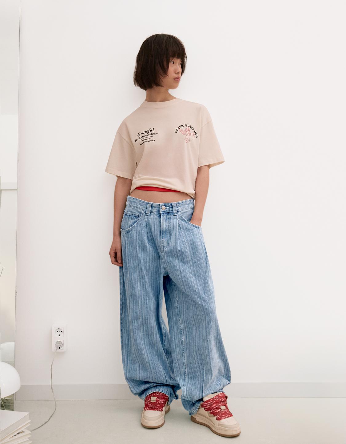 Striped balloon fit jeans