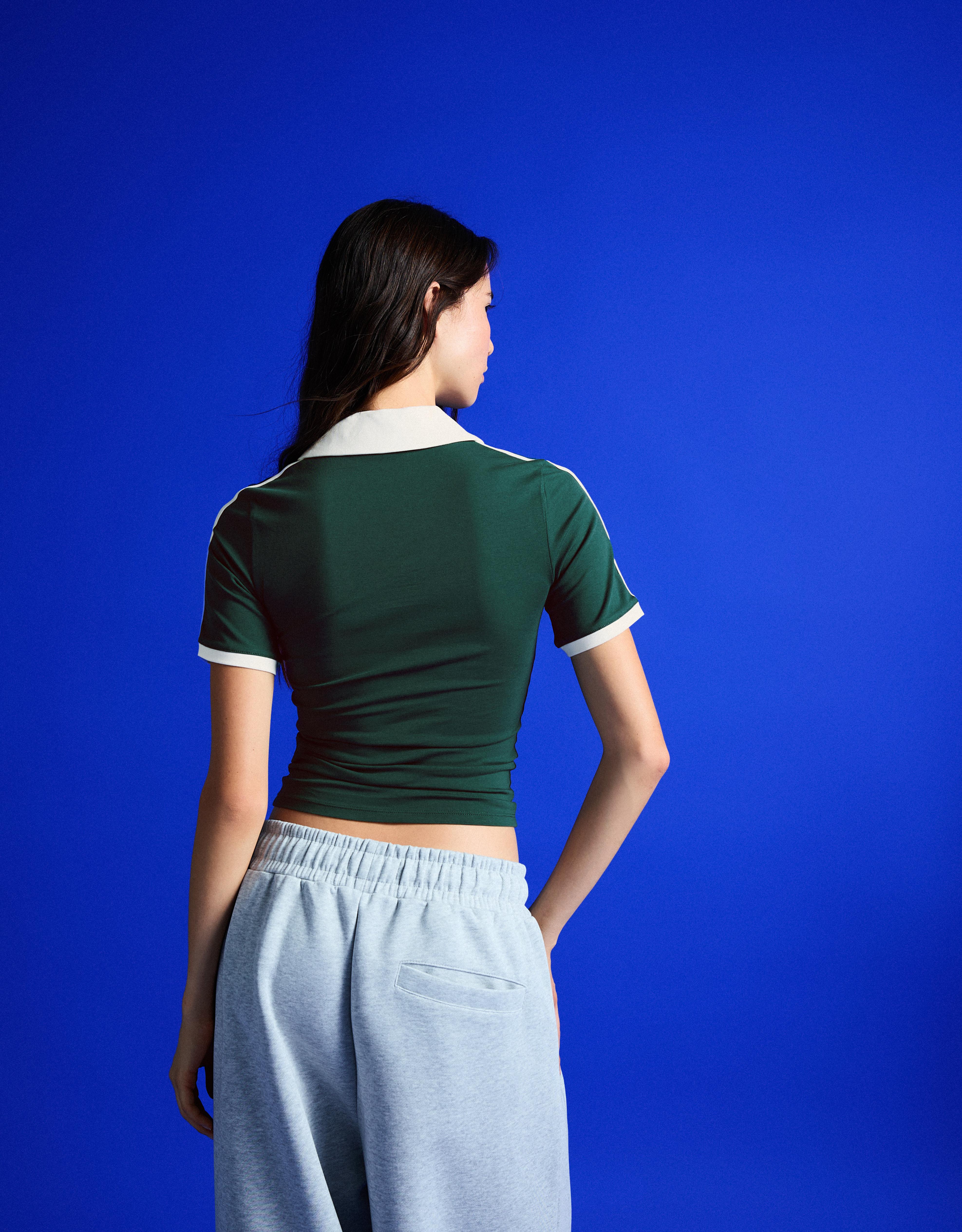 Short sleeve print polo shirt — Green