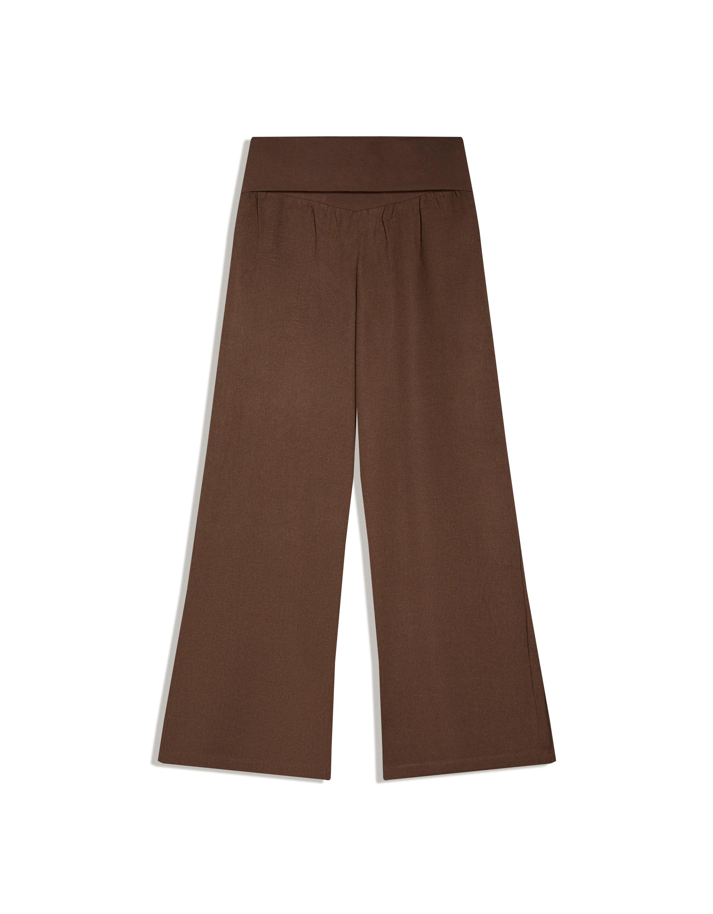 Turn-up waist trousers — Brown