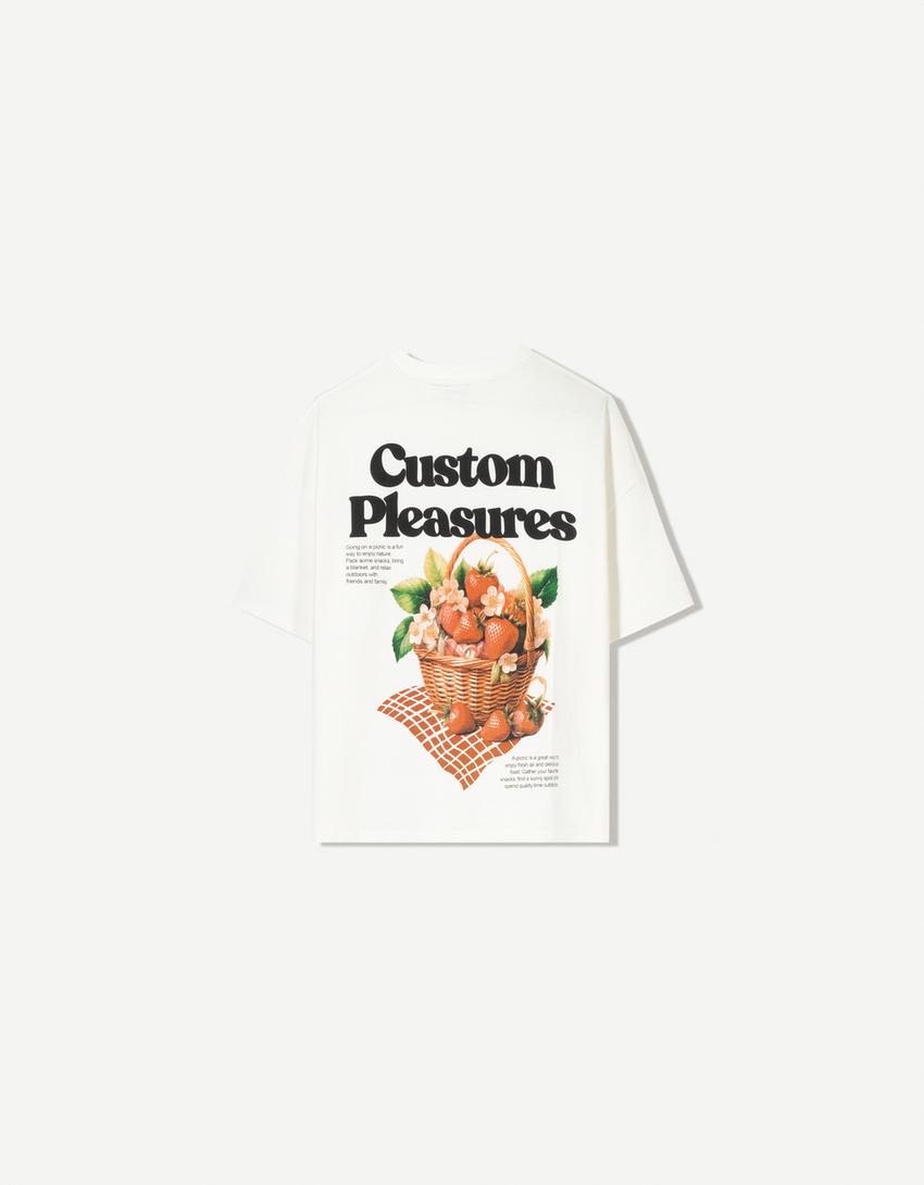 T-Shirt mit kurzen Ärmeln und Print-Weiss-4