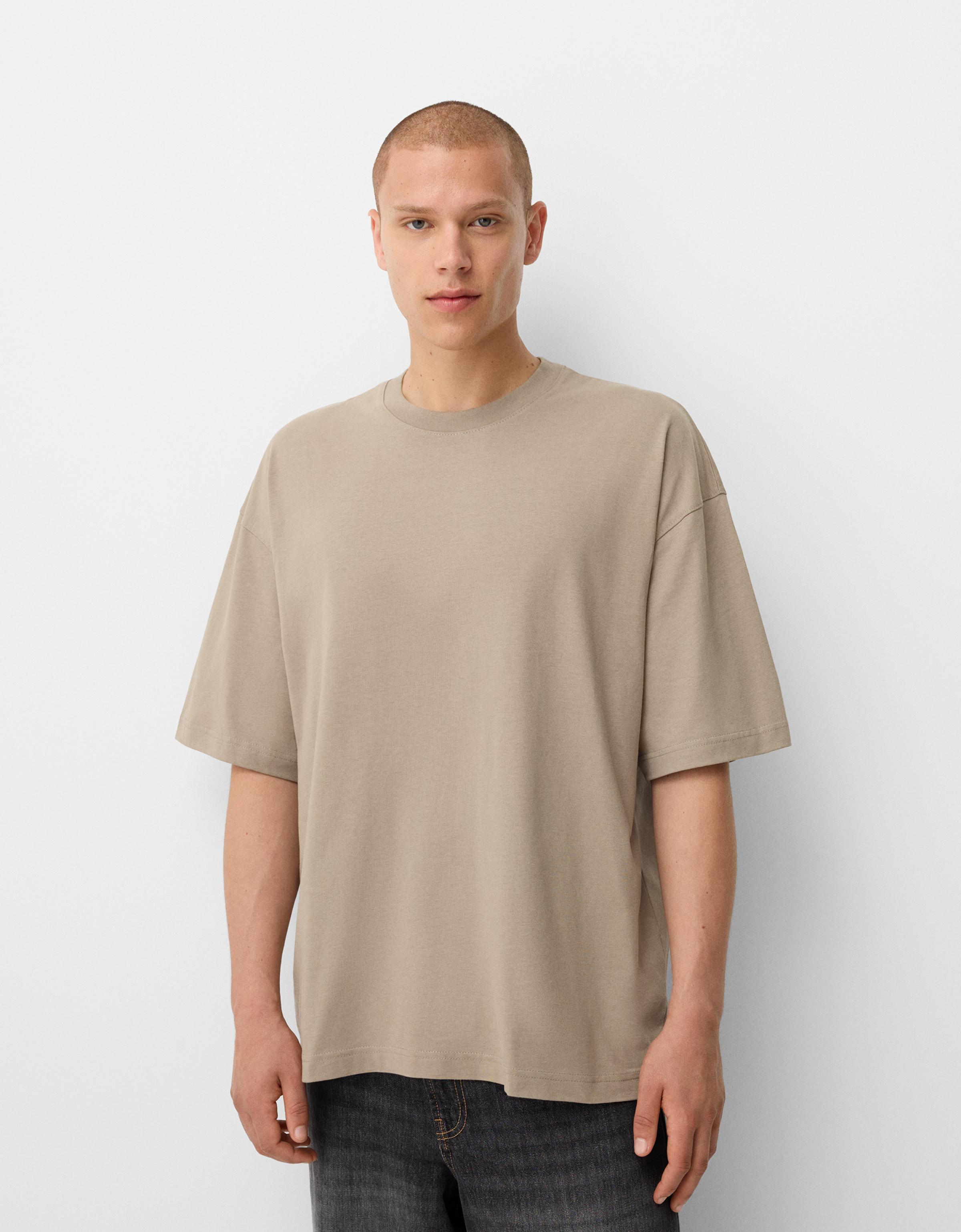 Bershka Oversize-Shirt Mit Kurzen Ärmeln Herren M Nerzfarbe