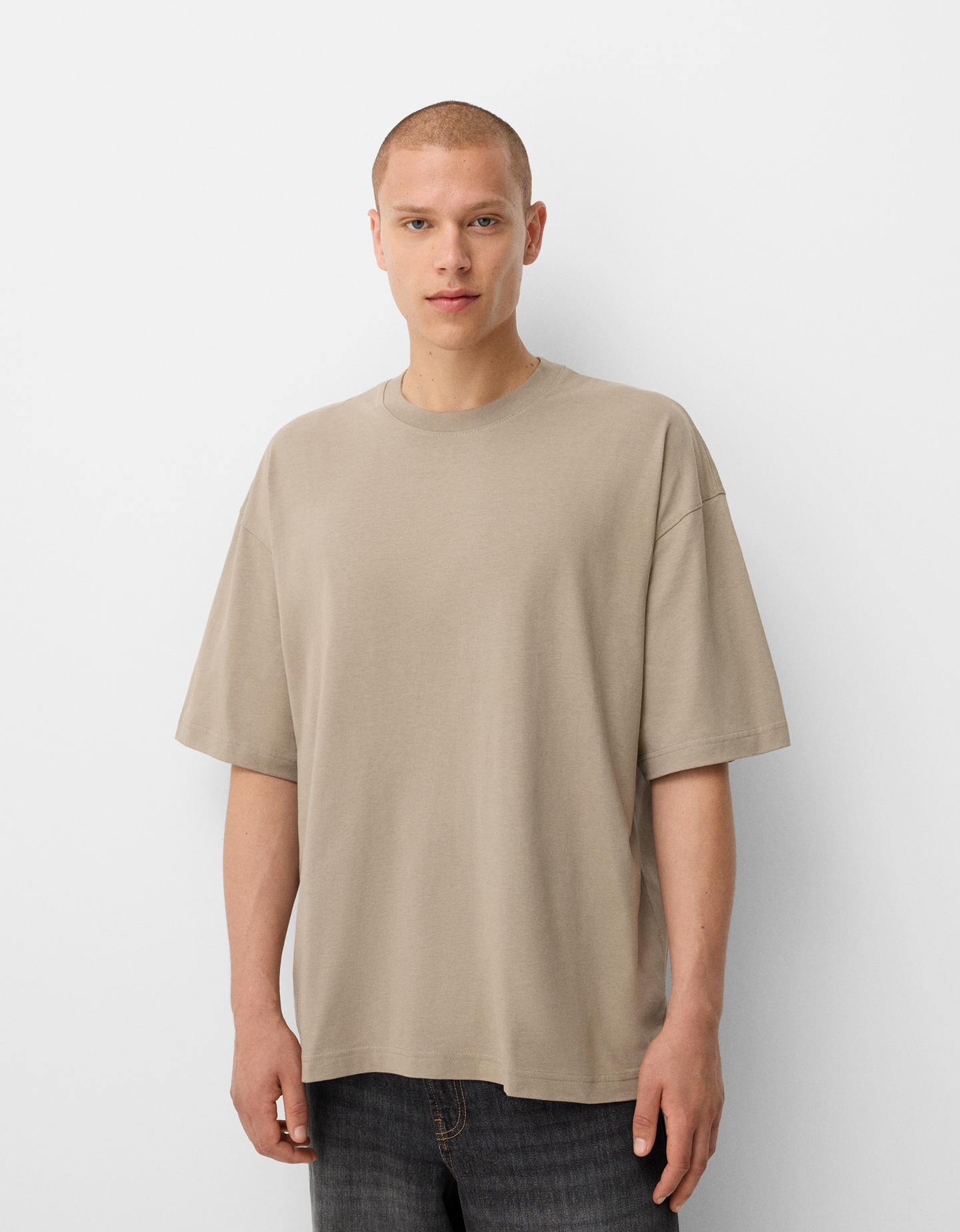 Bershka Maglietta Maniche Corte Oversize Uomo M Visone