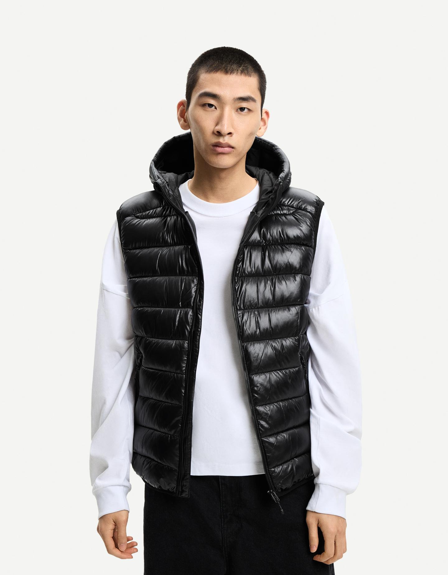 Bershka lekka kamizelka pikowana czarny