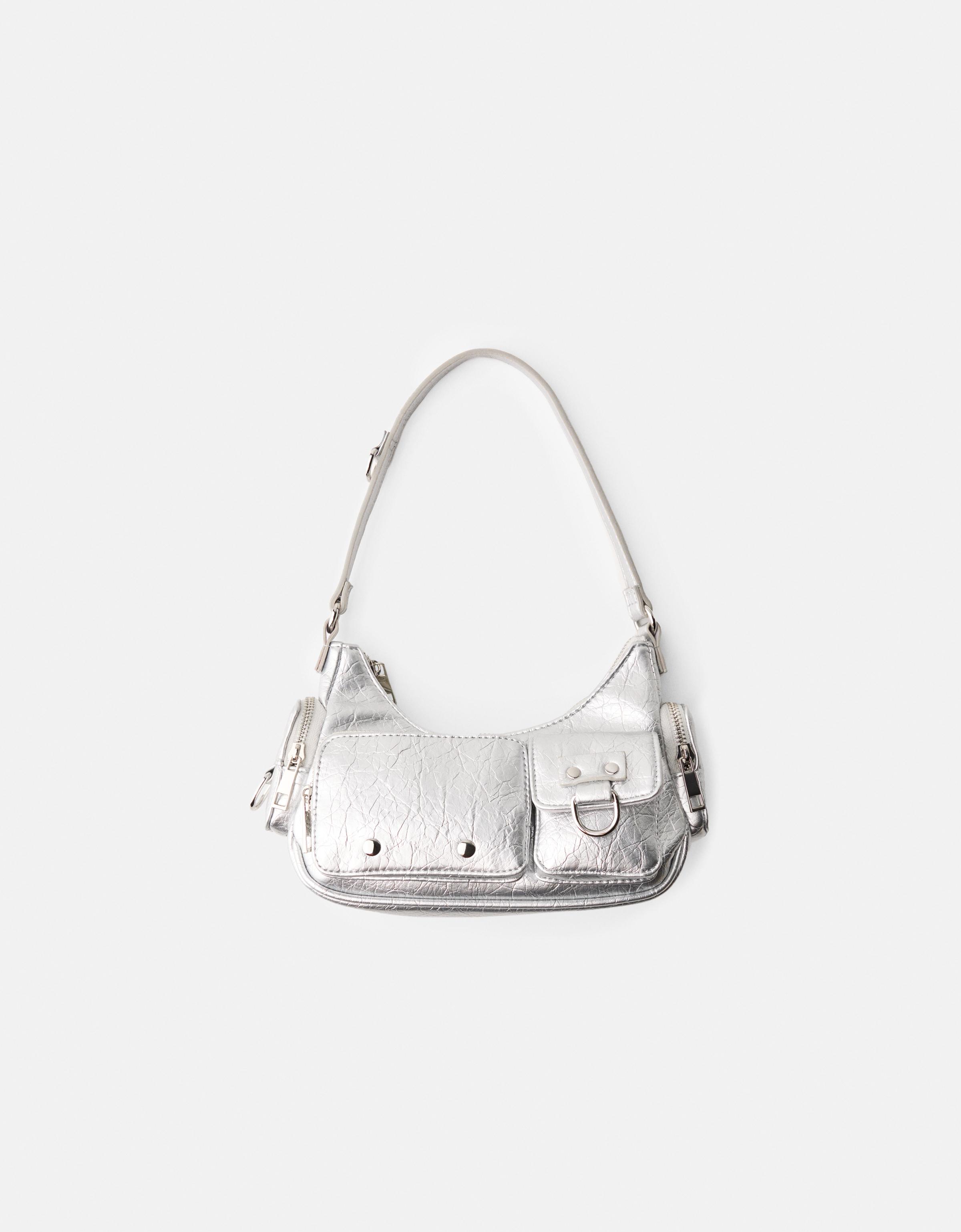 Bershka Multipocket-Tasche Damen Silber