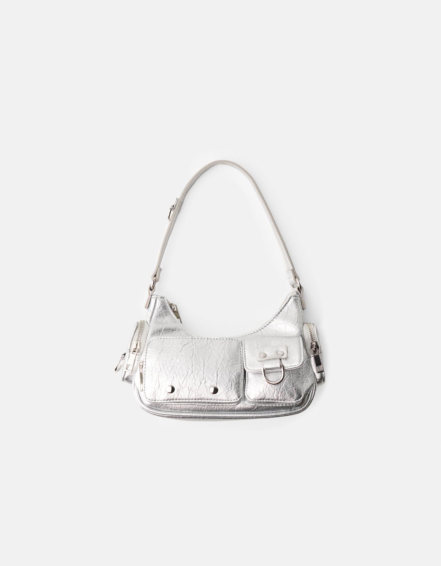 Bershka Bolso Multipocket Mujer Plata