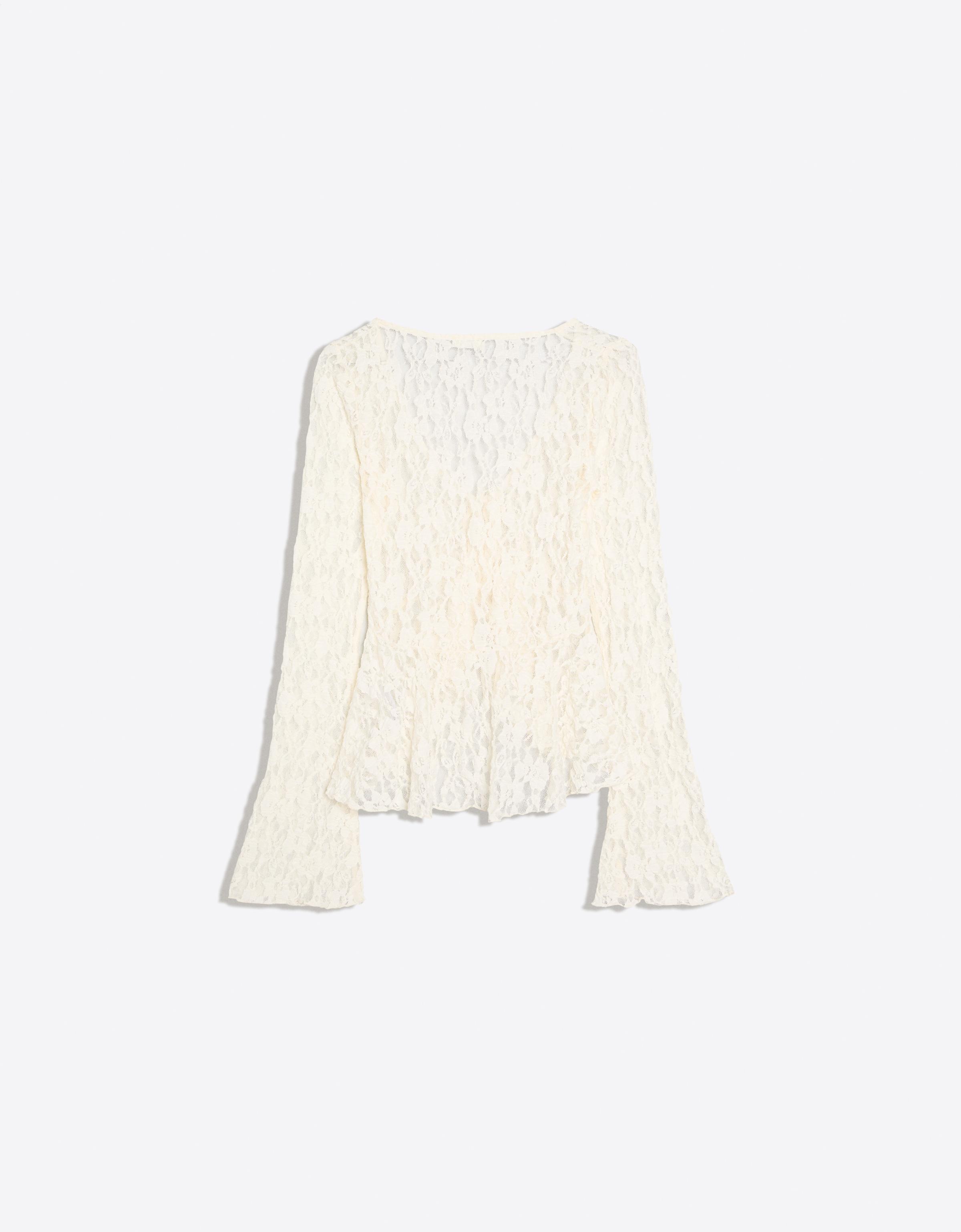 Lace ruffle jacket — Cream