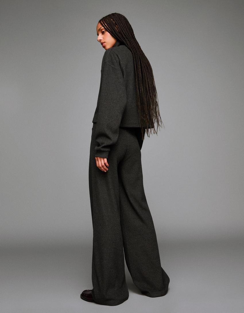 Set jersey y pantalón wide leg rib-Set jersey y pantalón wide leg rib