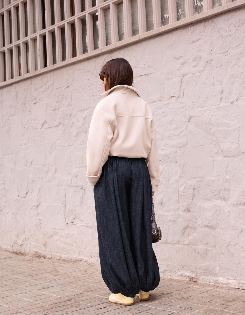 Soft touch balloon jacket-Sand