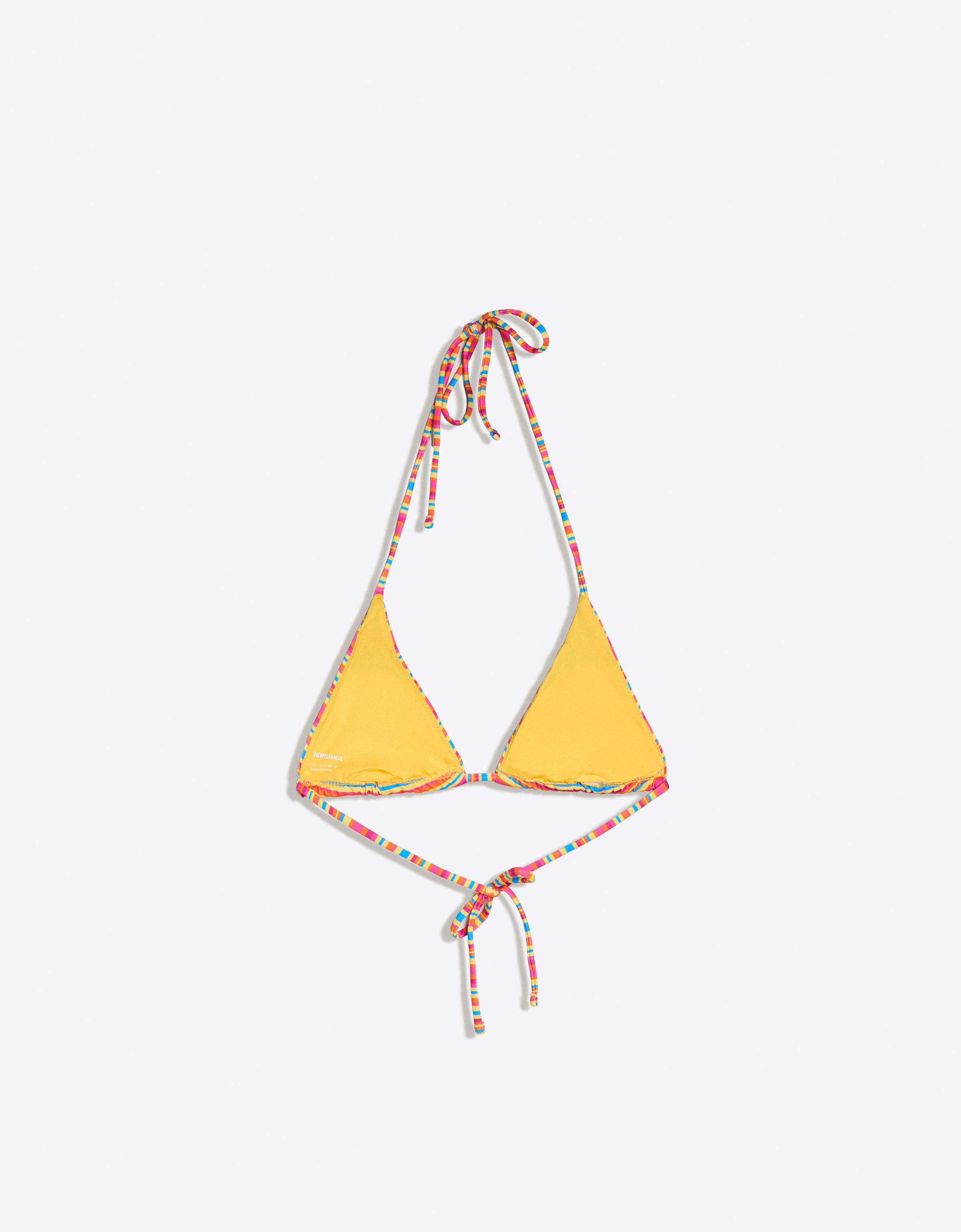 Striped halter bikini top — Pink