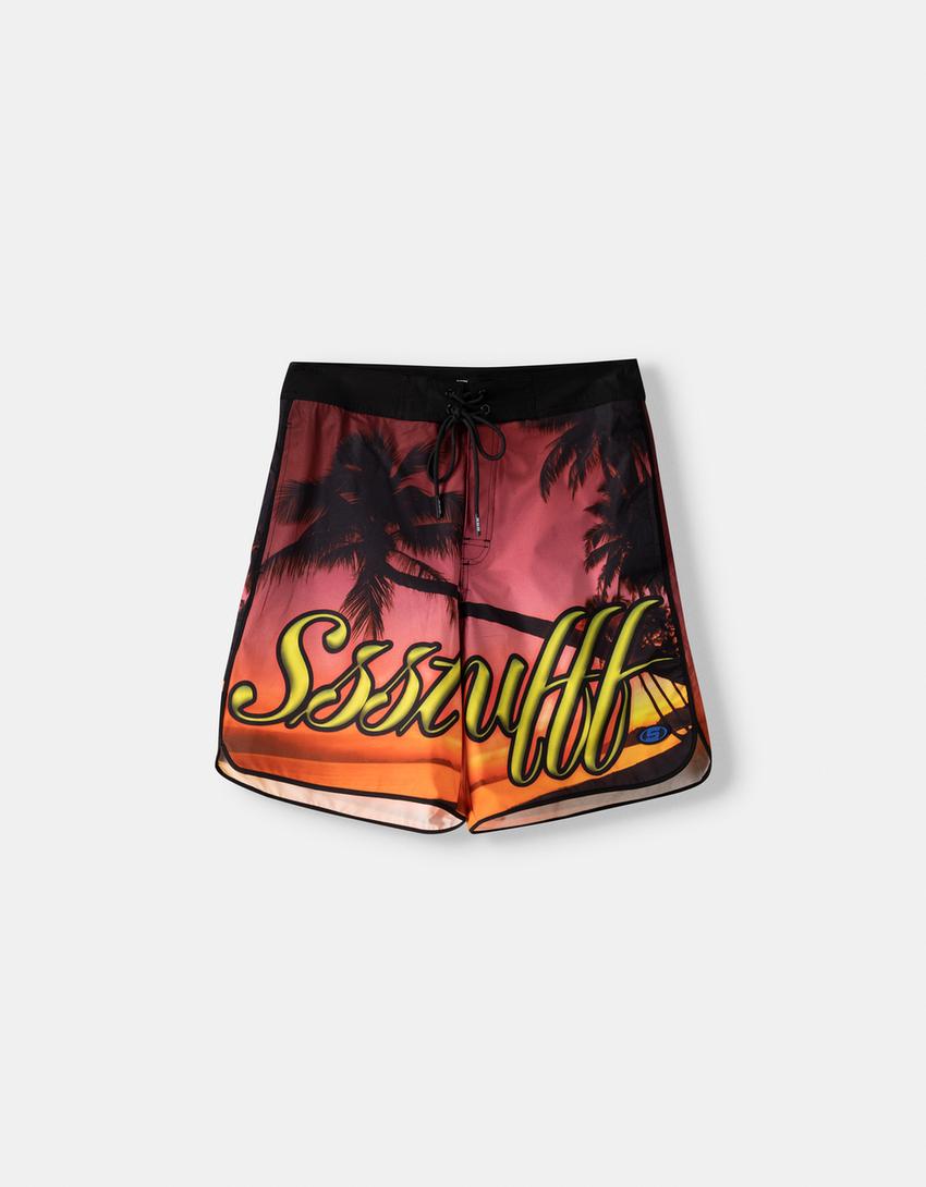 Short de bain BERSSSHKA X SSSTUFFF imprimé-Noir-2