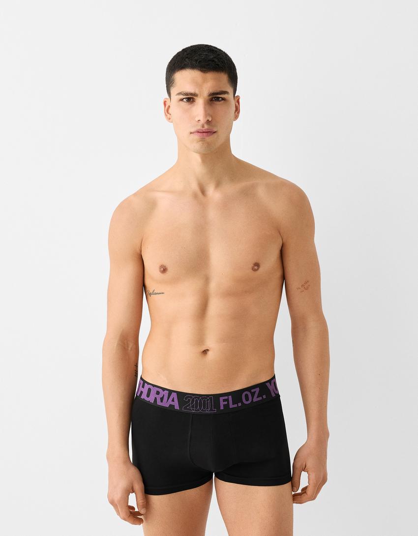 Lot 3 boxers taille imprimée-Noir-3