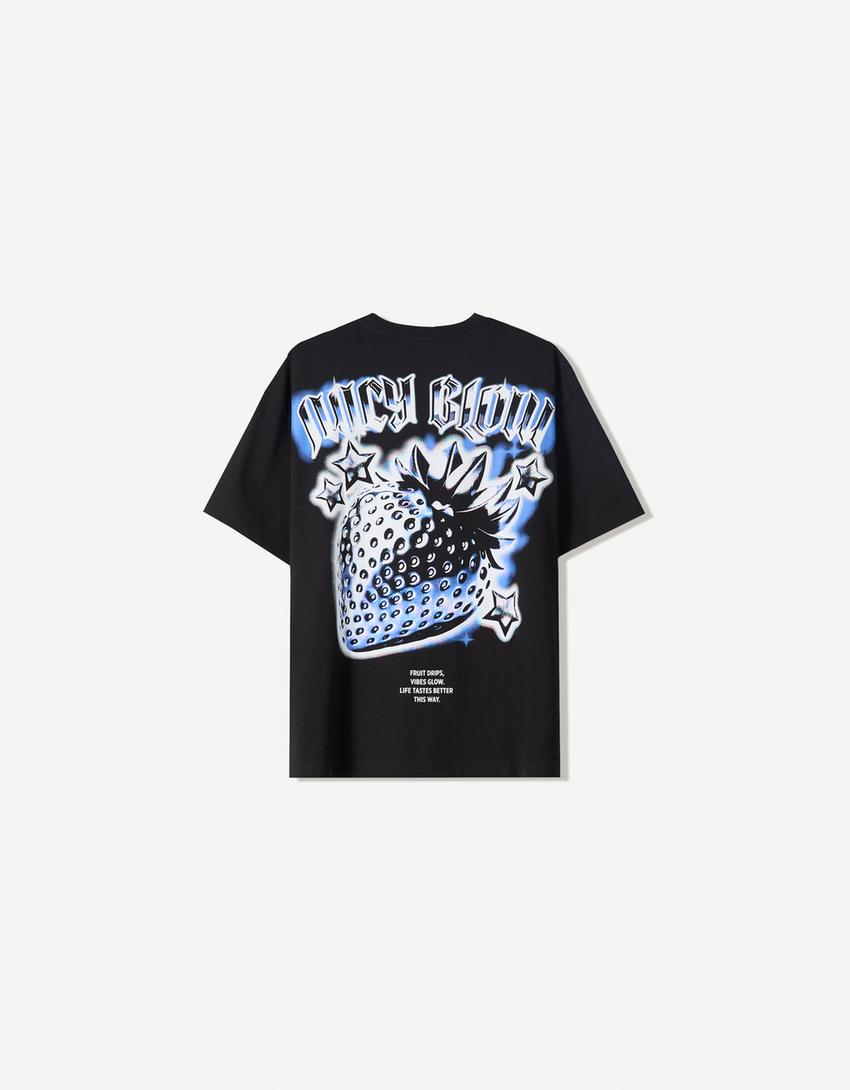 Short sleeve T-shirt with print-Black