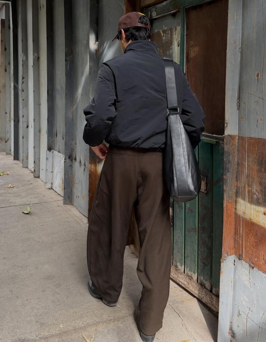 Pantalon barrel tailoring à découpes-Marron