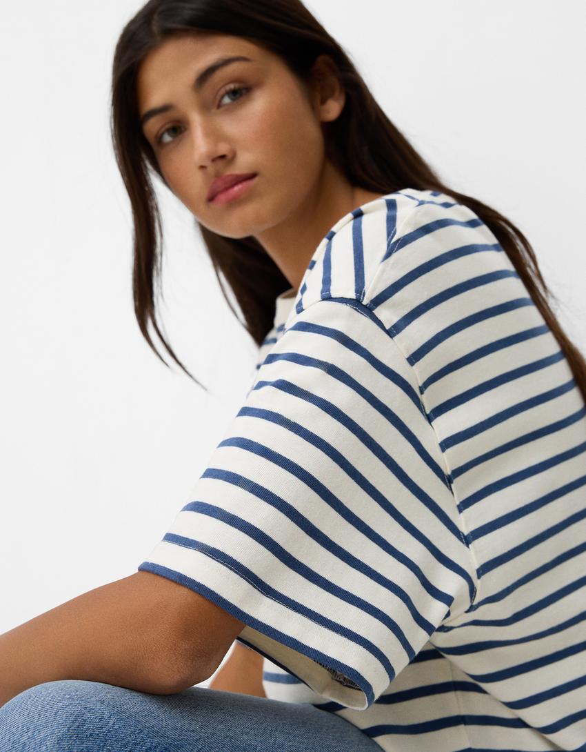 T-shirt manga curta boxy fit-Branco-2