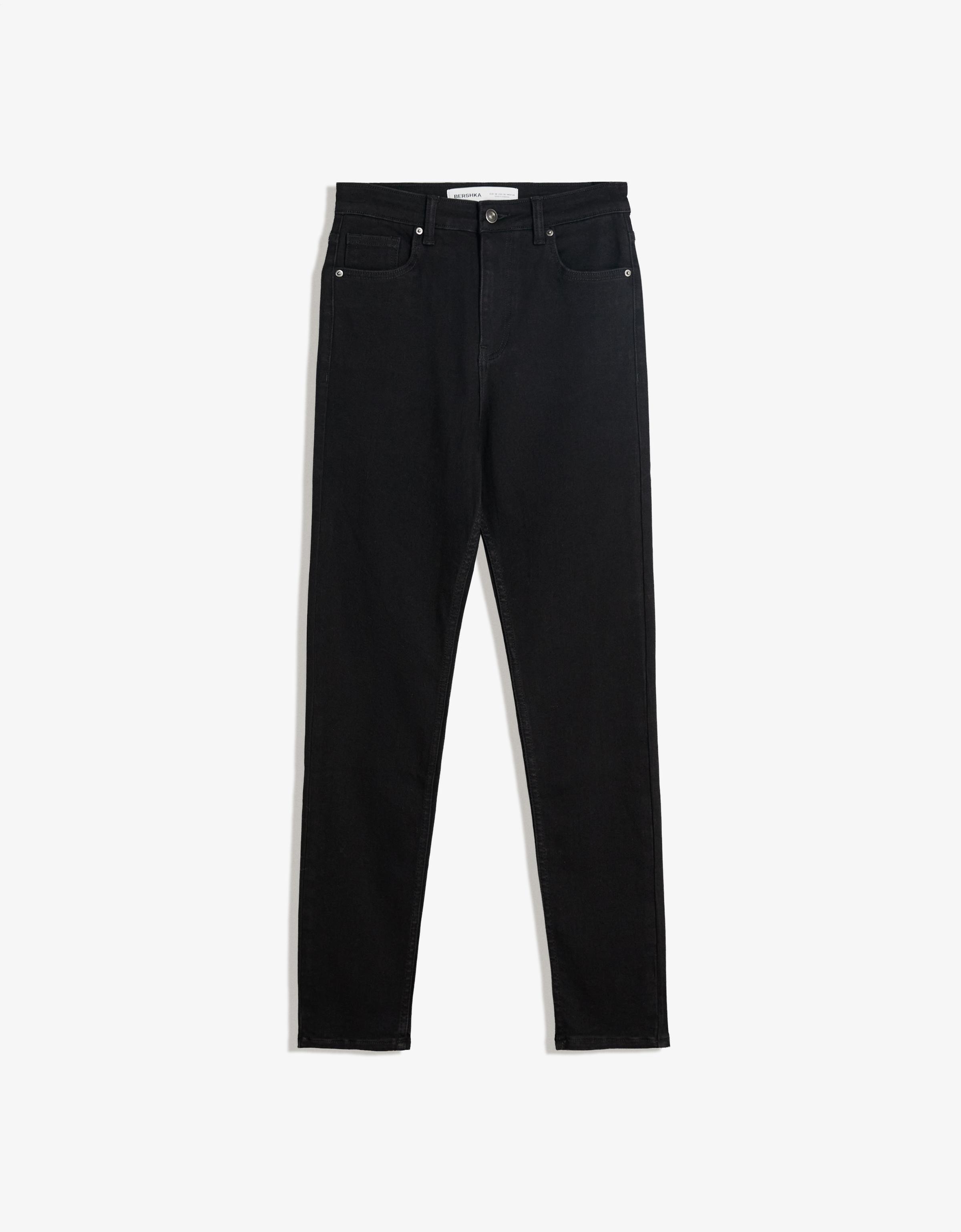 Bershka Jeans Mit Super Hohem Bund, Skinny, Soft Damen 40 Schwarz