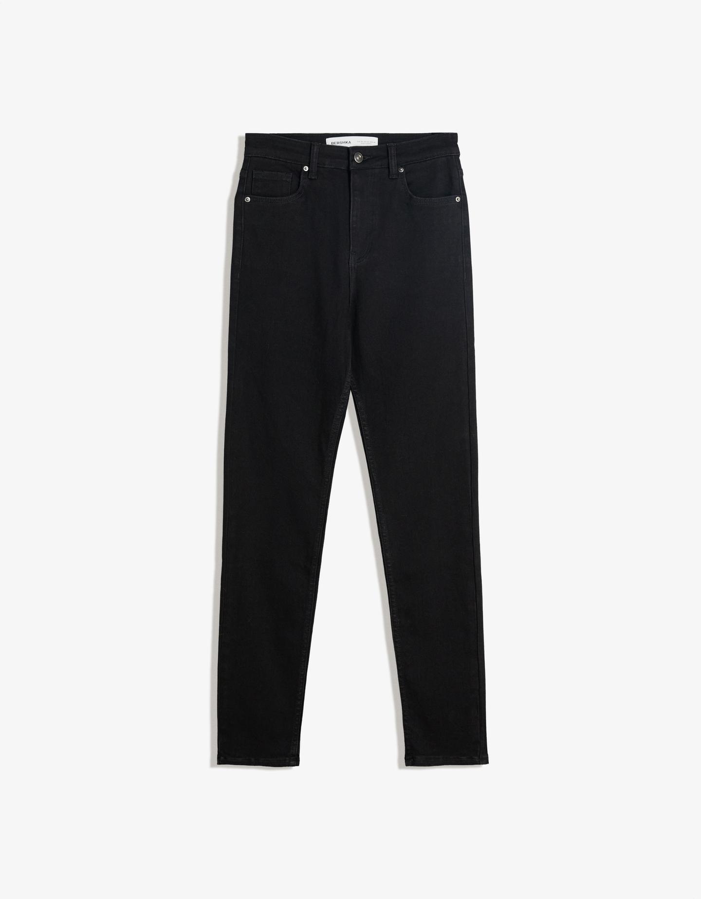 Bershka Jeans Super High Waist Skinny Soft Mujer 44 Negro