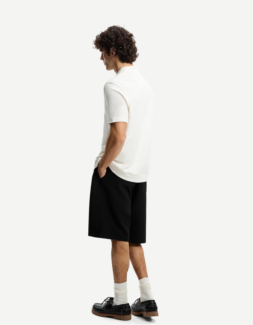 Textured polo shirt-Off white