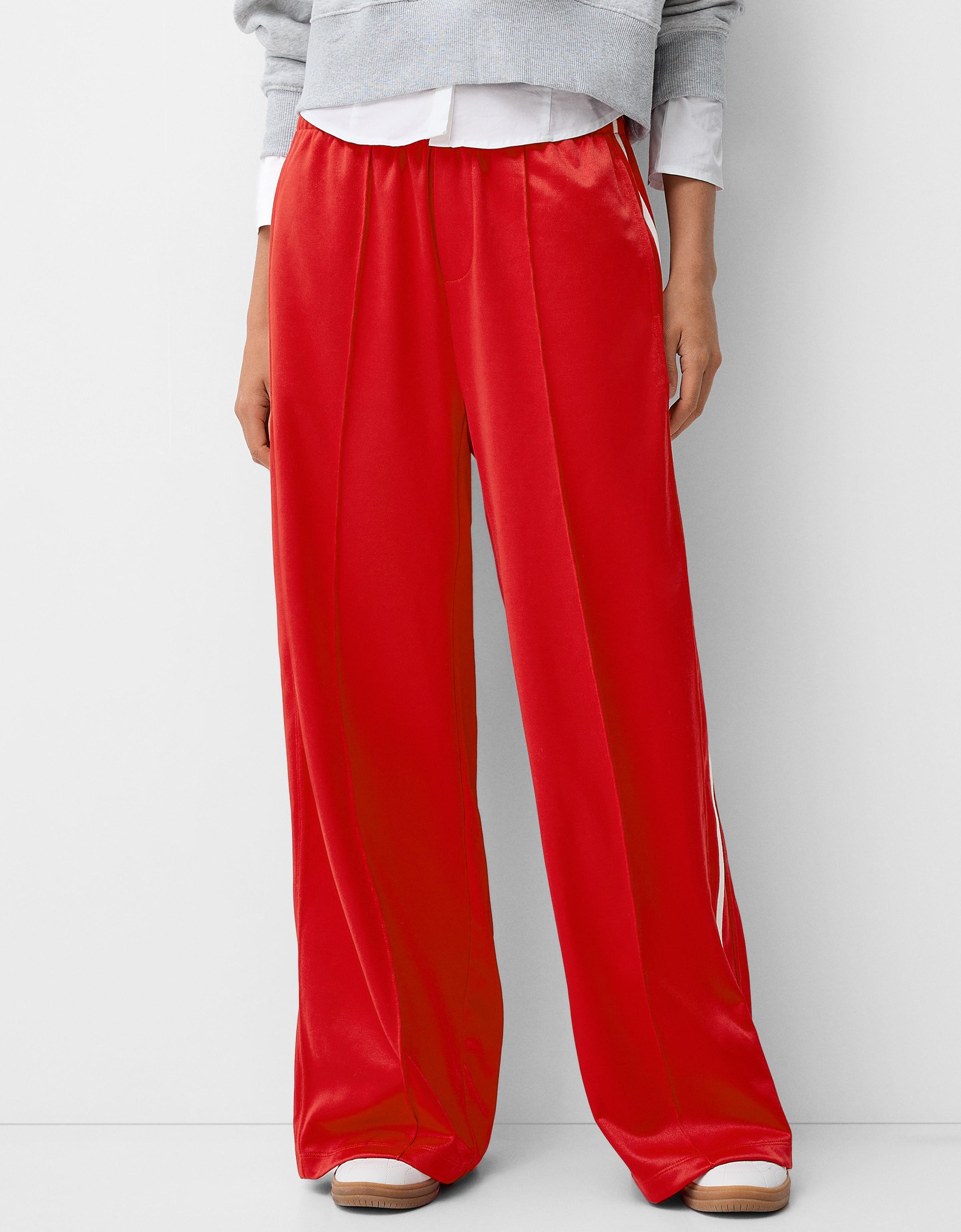 Bershka Hose Mit Seitlichem Streifen Damen L Rot