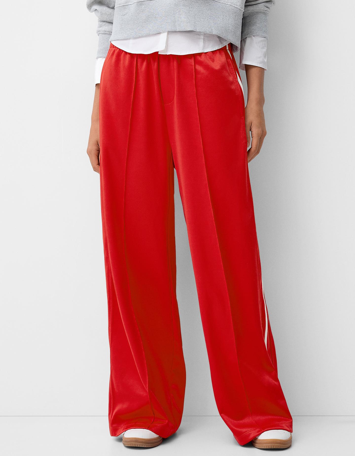 Bershka Pantaloni Fascia Laterale Donna L Rosso