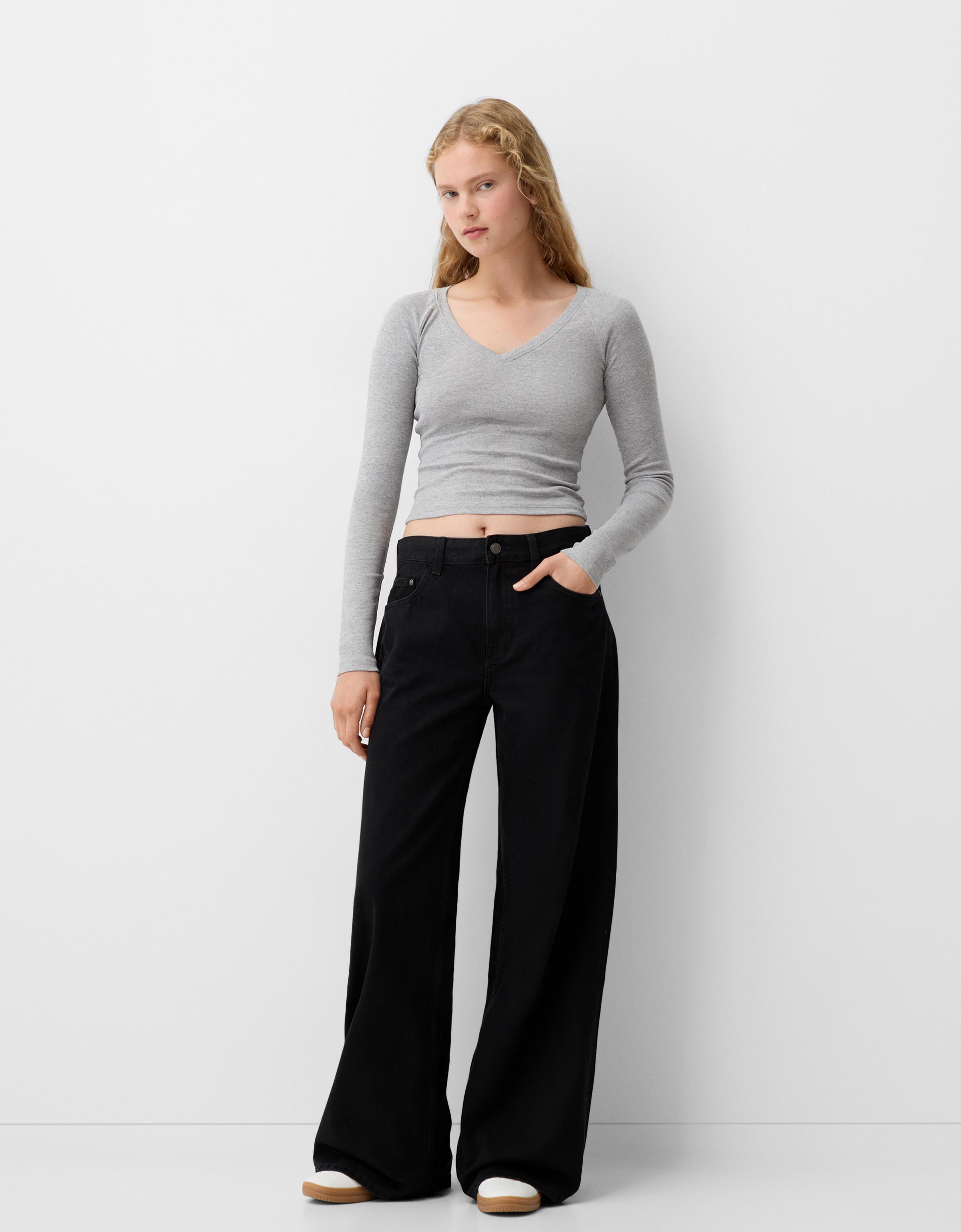 Ropa Mujer Casual Camiseta Larga Beluring Para Mujer - Manga Corta, Cuello  En V, Tejido Suave Y Transpirable Ropa Casual Viscosa, image size:2400x3078