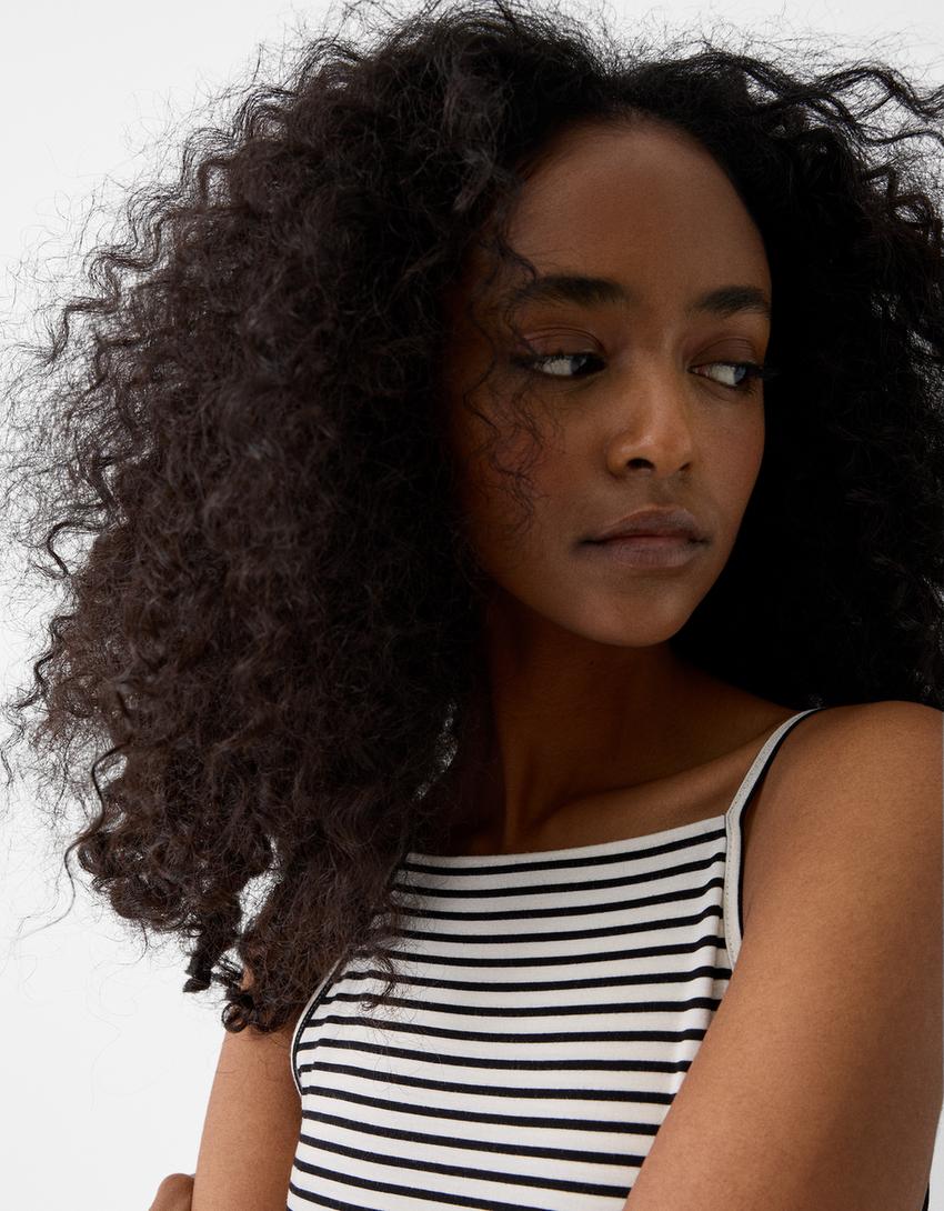 Mini-robe col ras du cou-Blanc / Noir-5