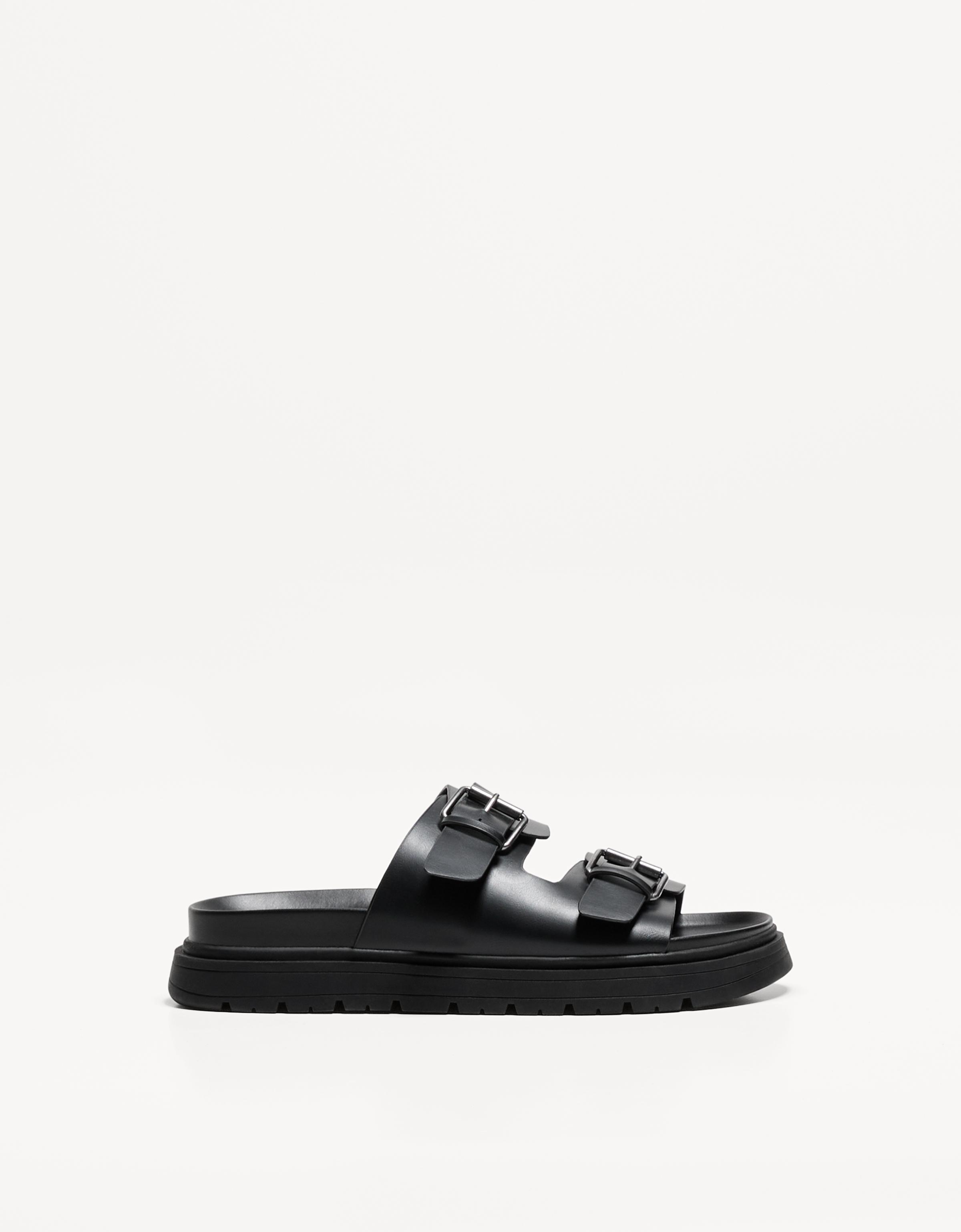 Bershka Sandalen Mit Schnallendetail Herren 43 Schwarz