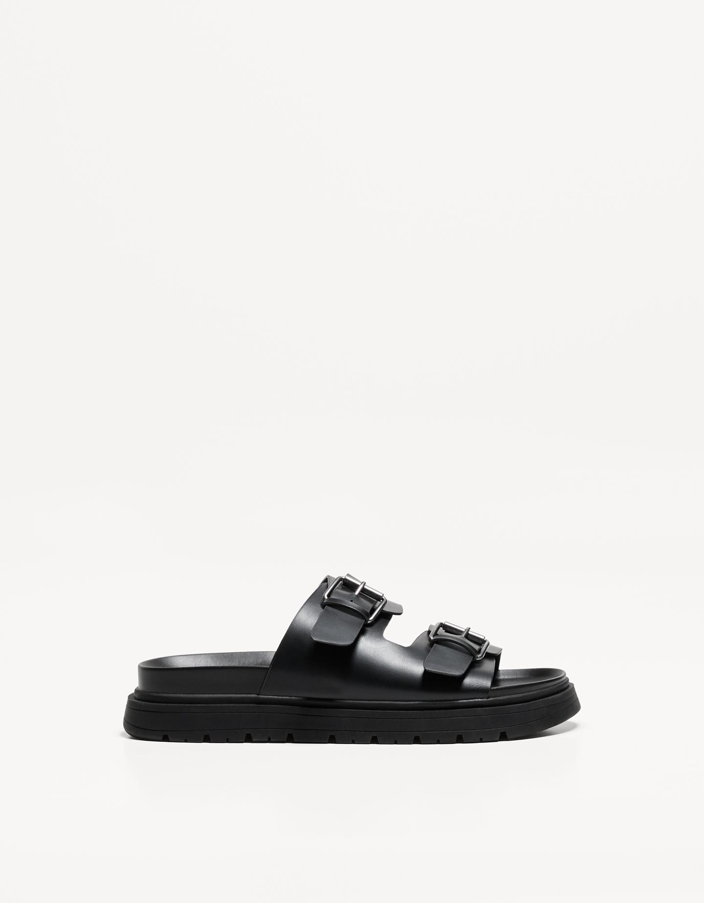 Bershka Sandalia Hebillas Hombre 42 Negro