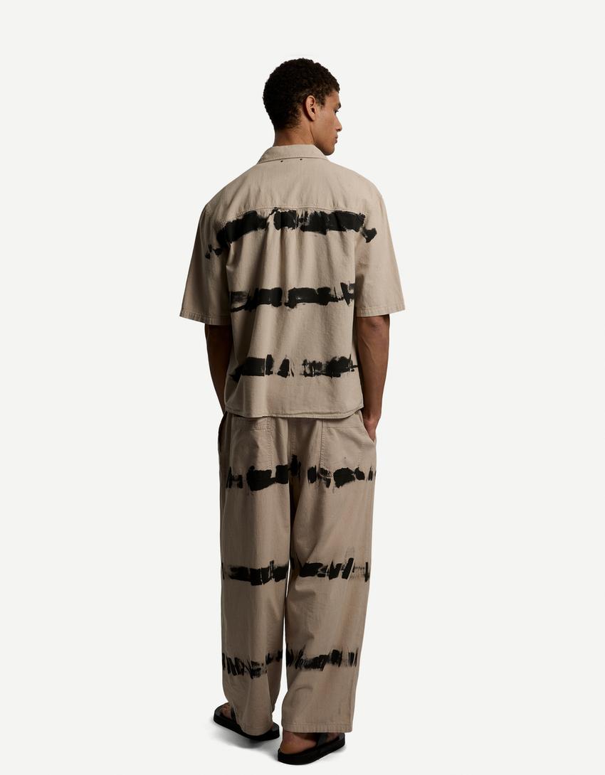 Super baggy tie-dye trousers-Beige-1