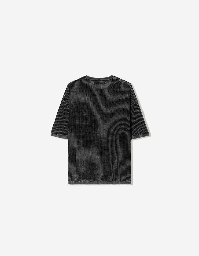 Short-sleeved mesh T-shirt-Black