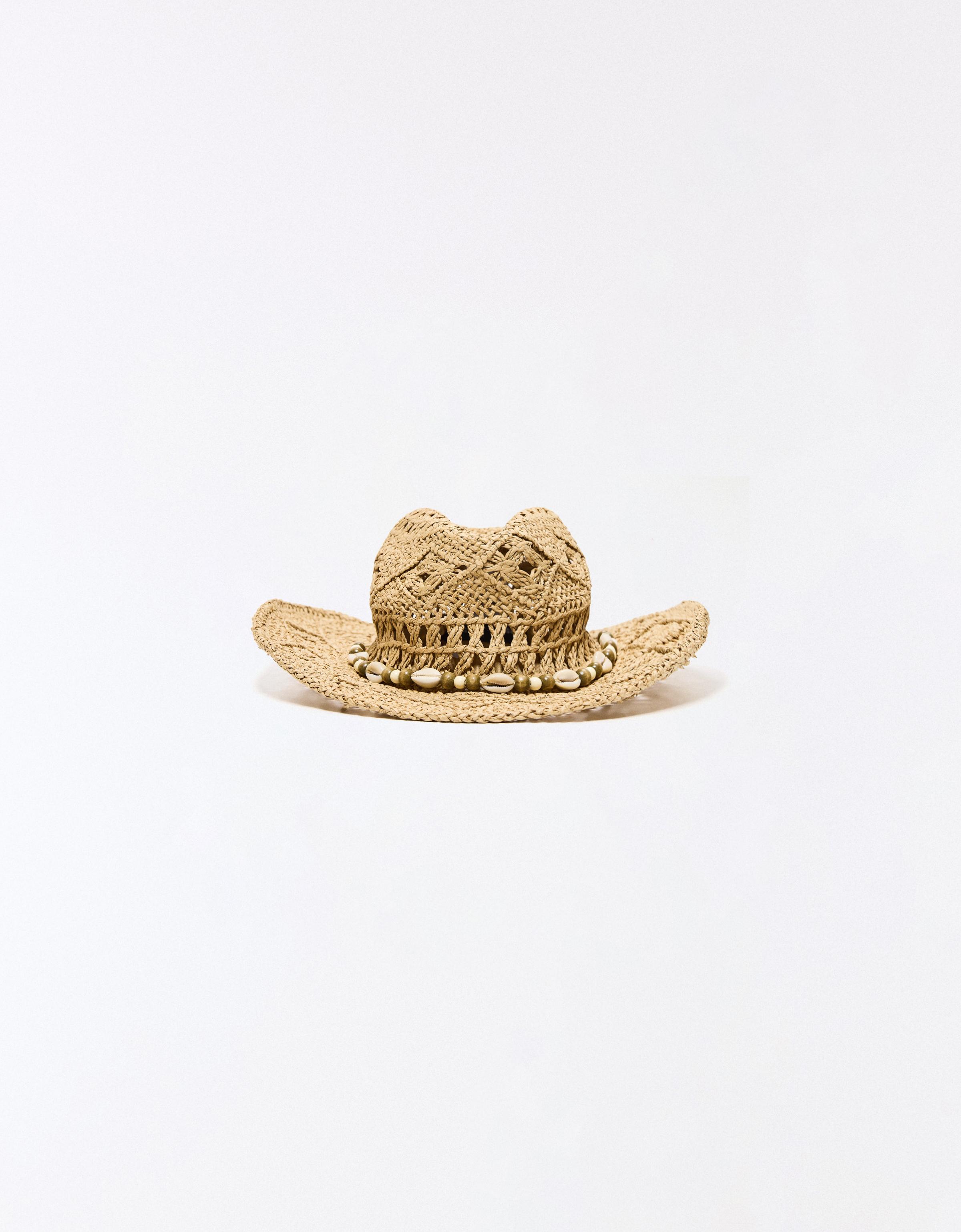 Cowboy hat with shells — Camel