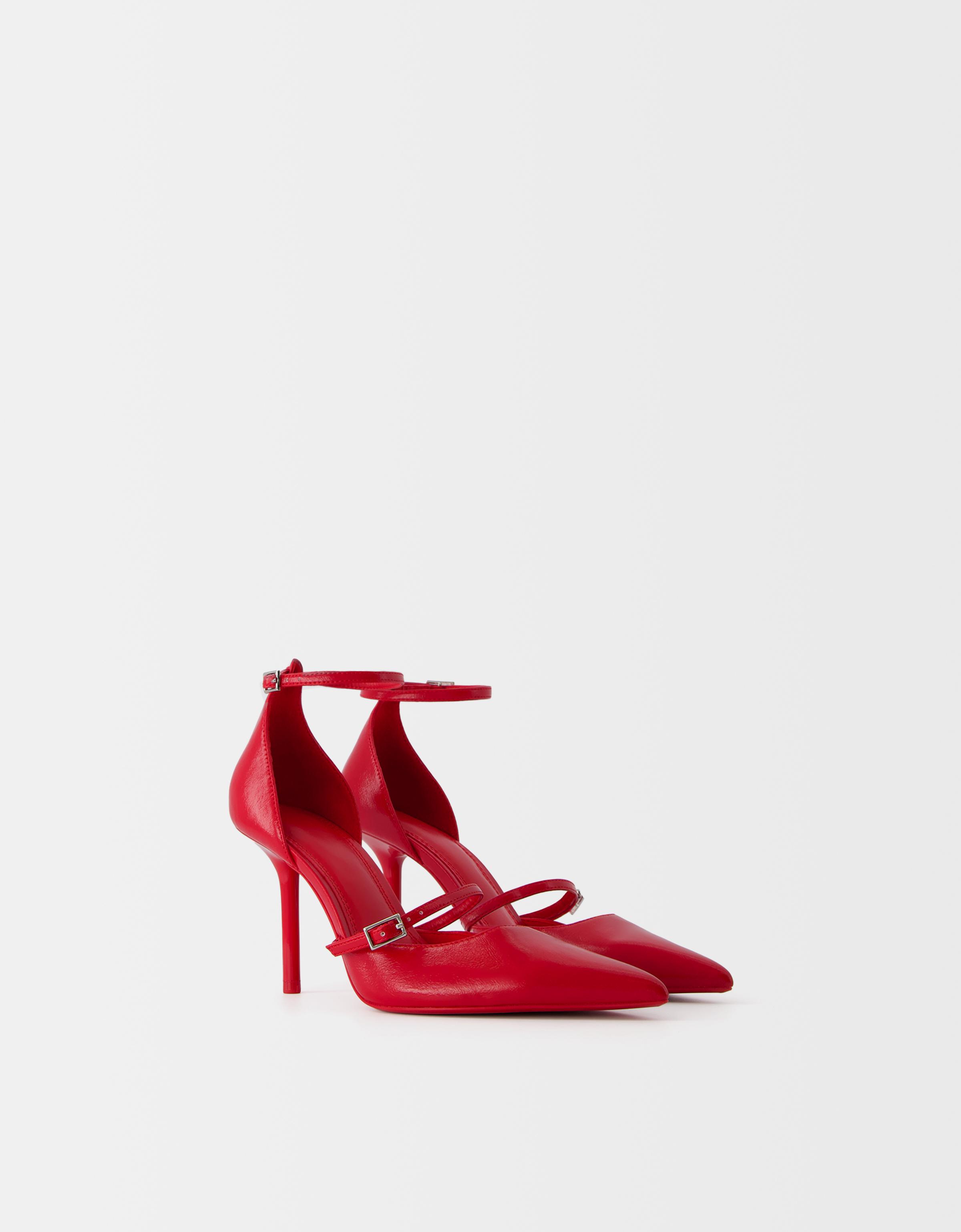 Ankle strap court heels best sale