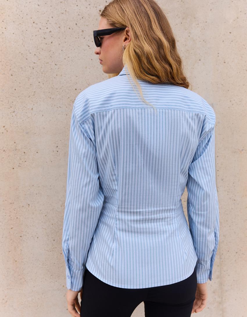 Fitted darted shirt-Light blue