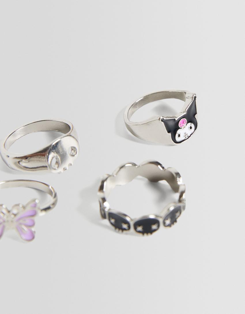 4-pack of Kuromi rings-Silver