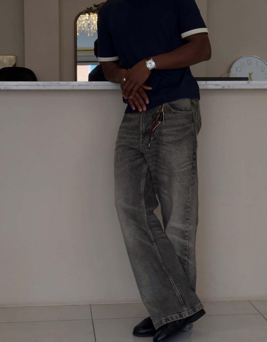 Flared baggy jeans-Dark grey