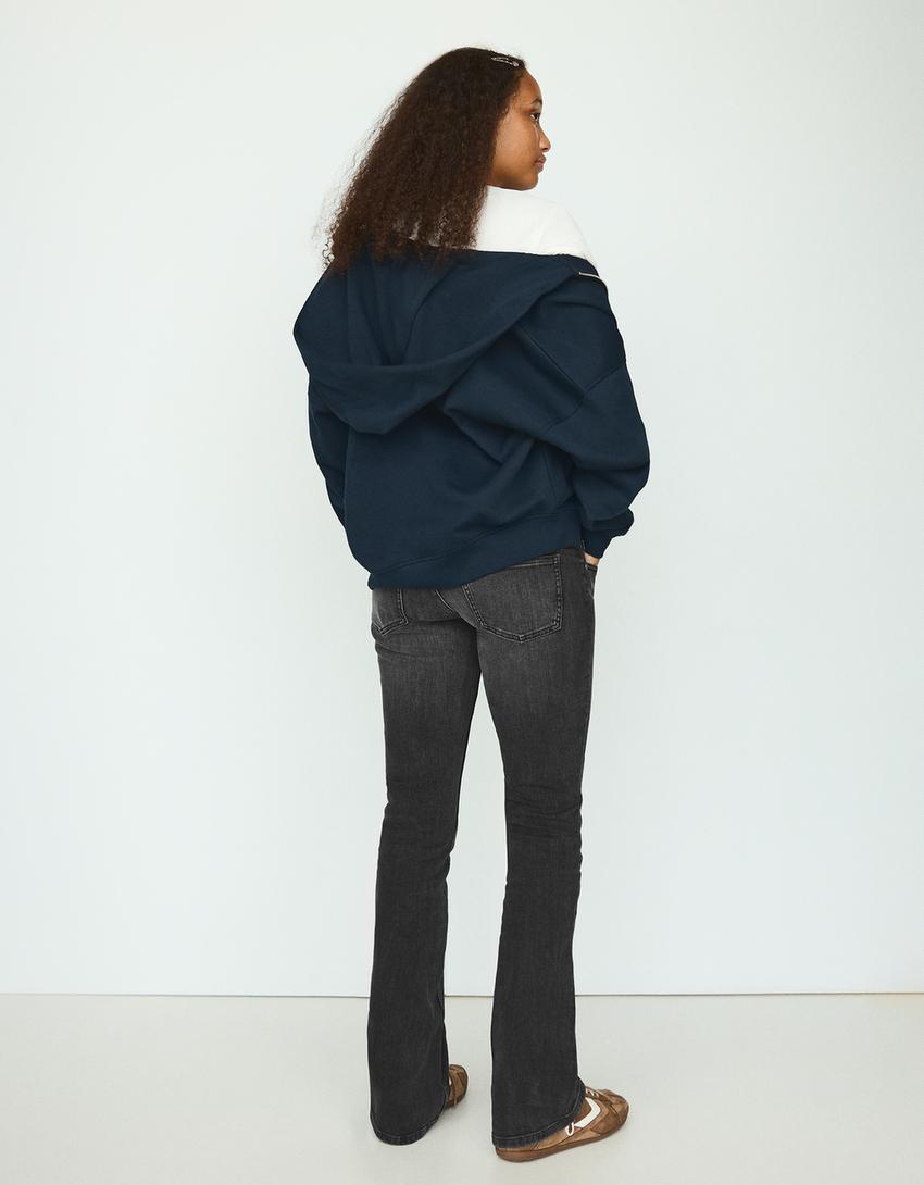 Düşük bel bootcut slim fit jean-Siyah