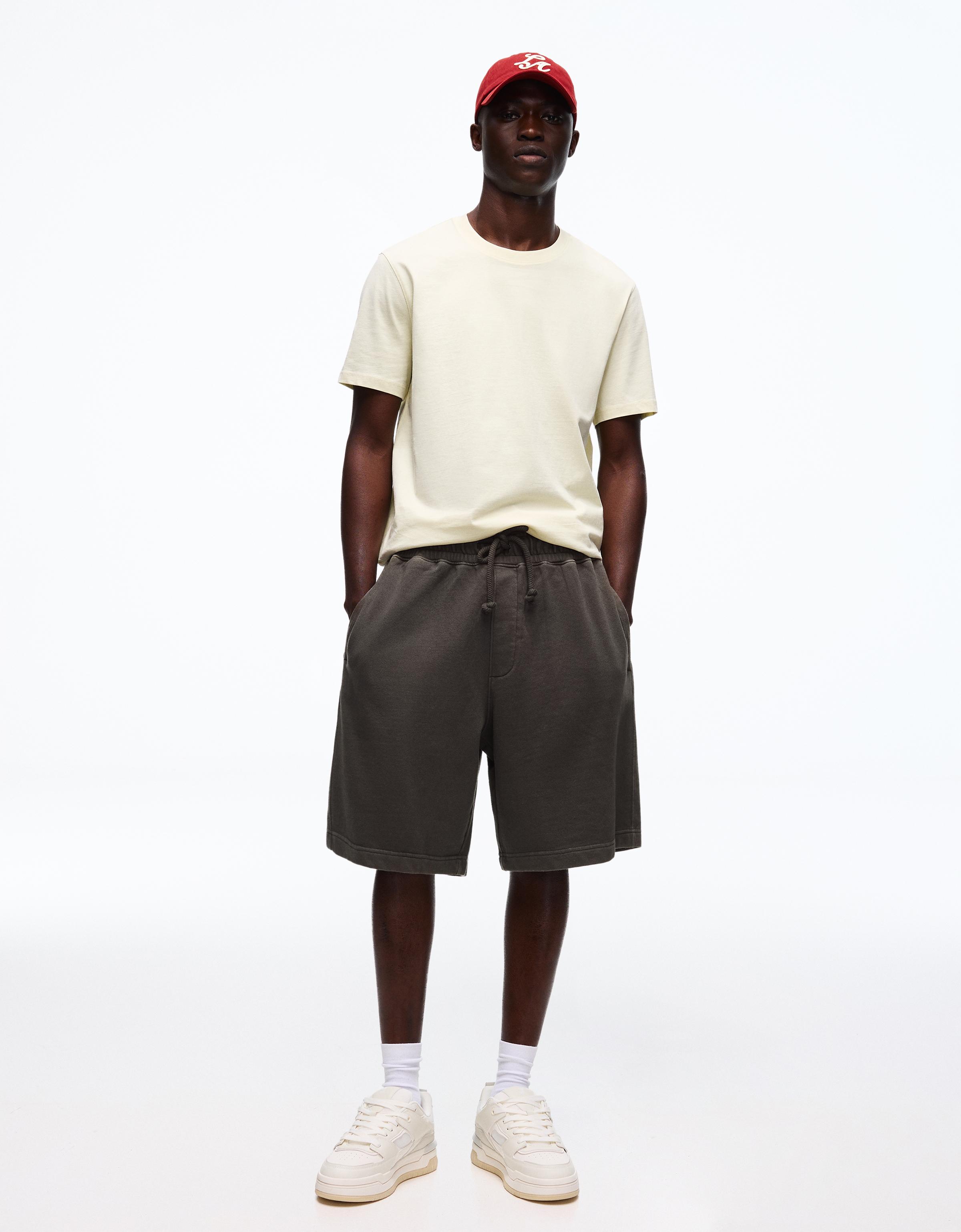 Boxy print Bermuda shorts — Grey