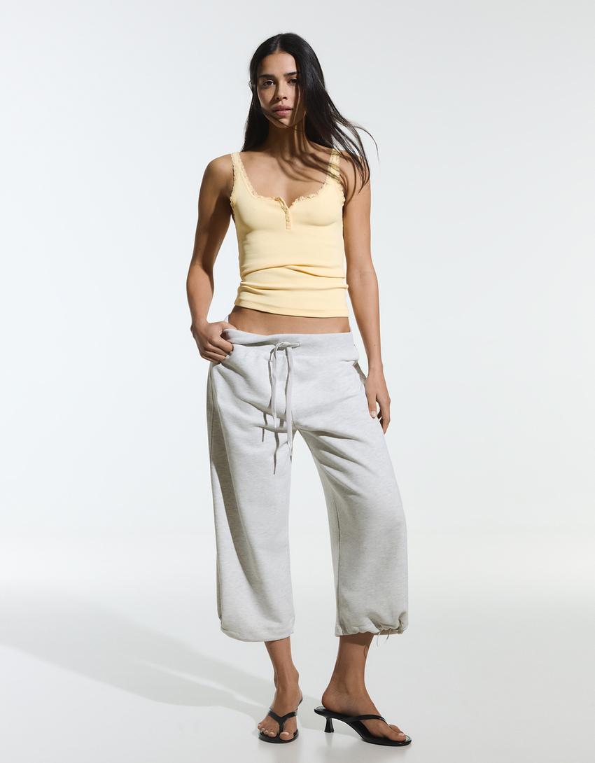 Strappy henley neck top-Yellow