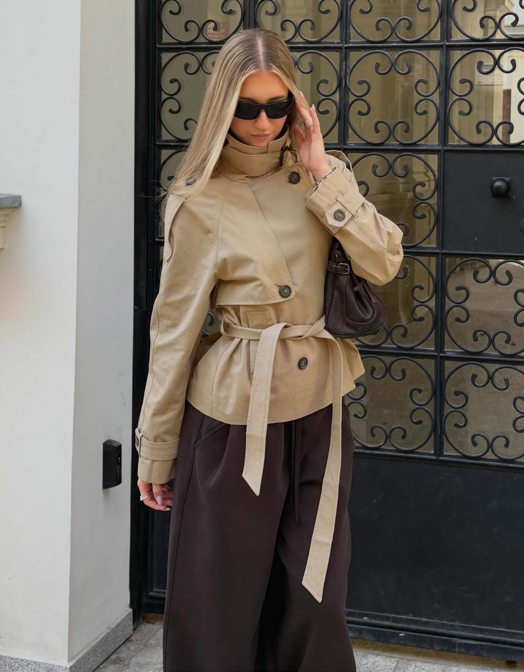 Bershka Kəmərli trench gödəkçə