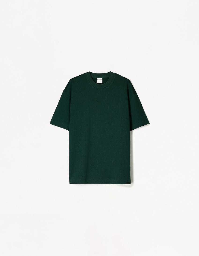 Short sleeve plush T-shirt-Green-4