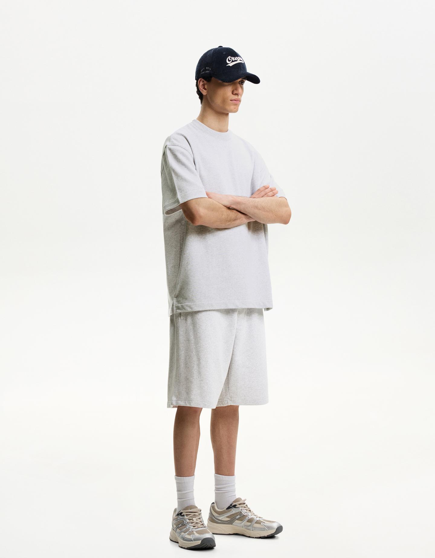 Bershka Bermuda Felpa Hombre S Gris
