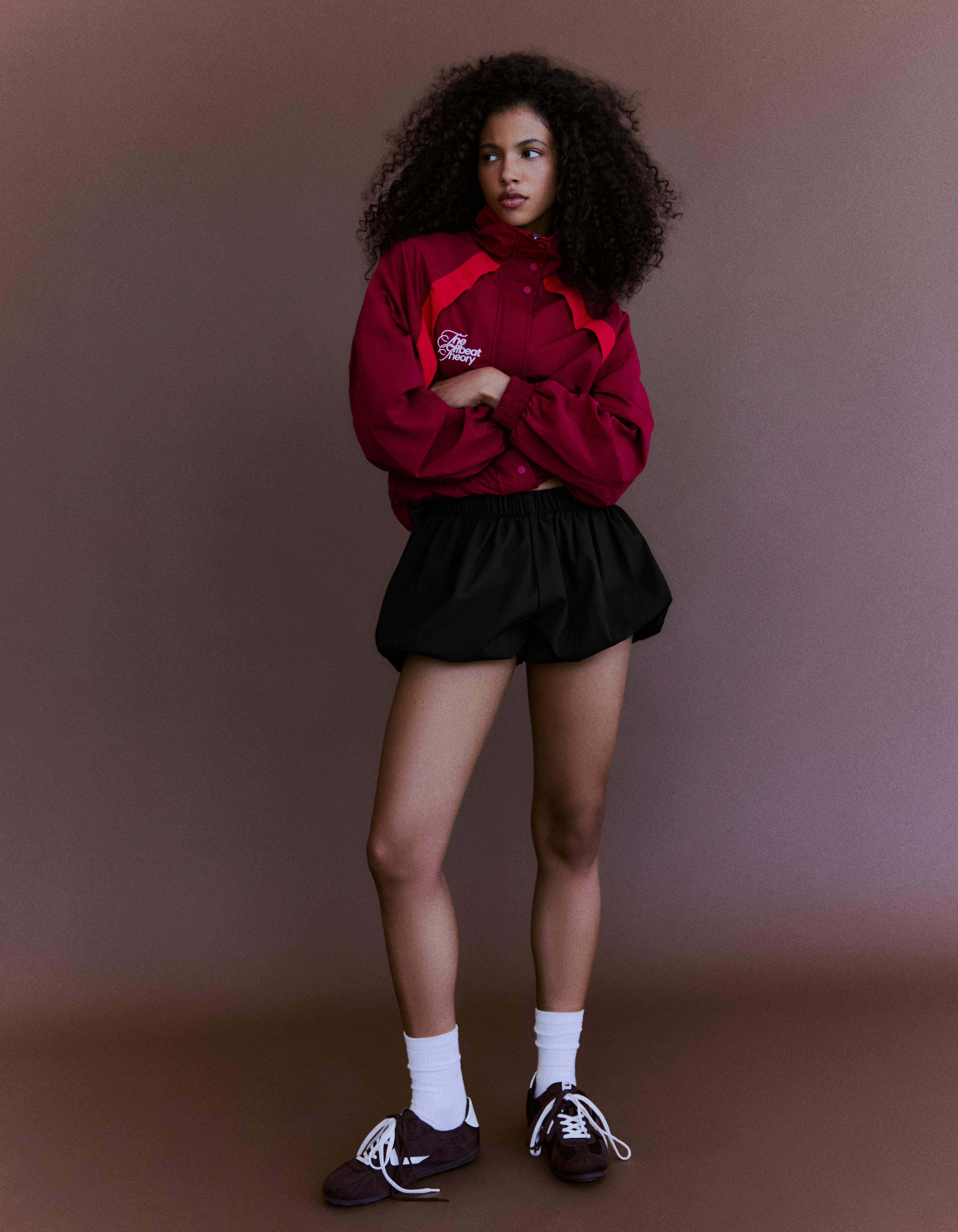 Check balloon mini shorts — Black