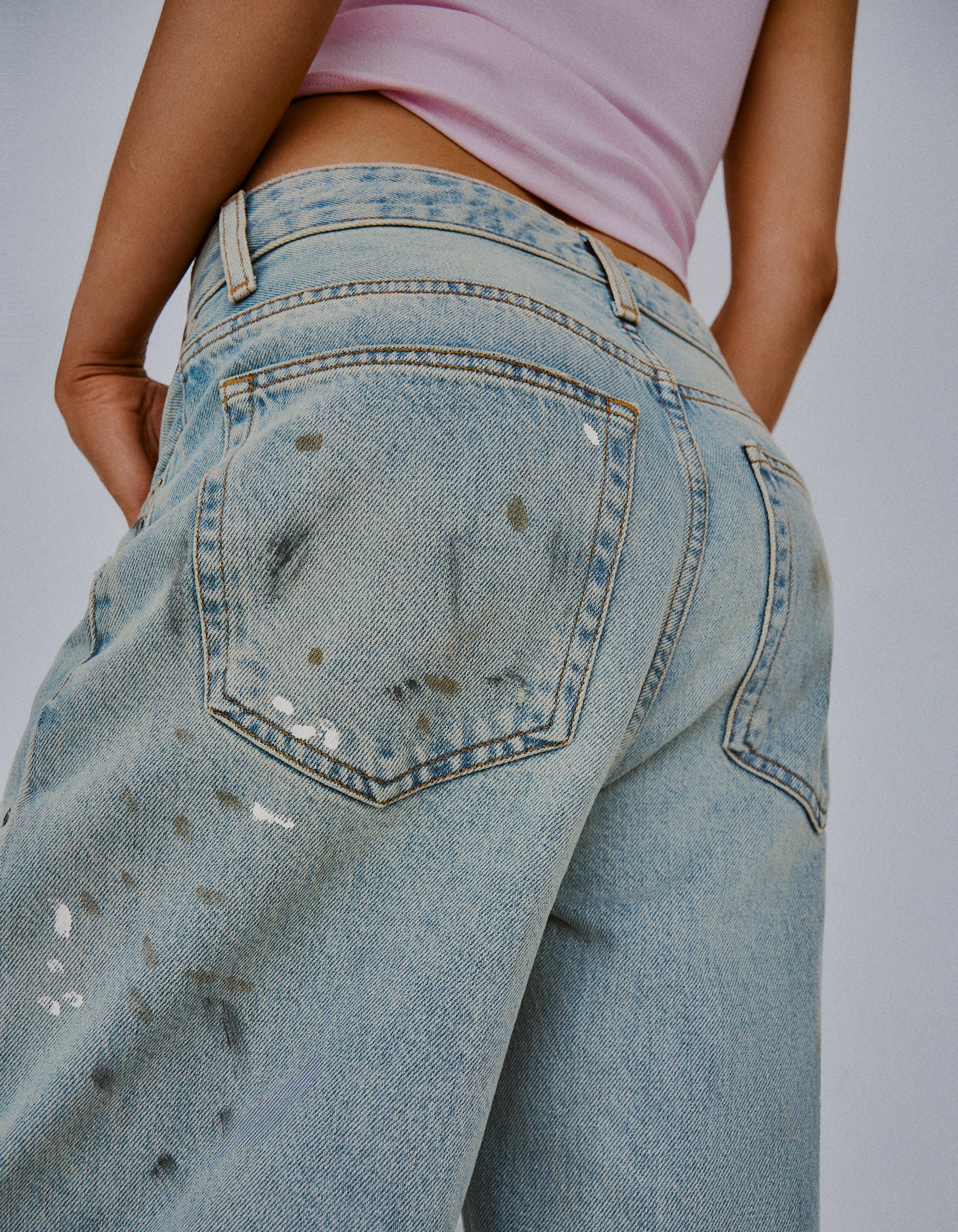 Loose fit paint-effect jeans — Light blue