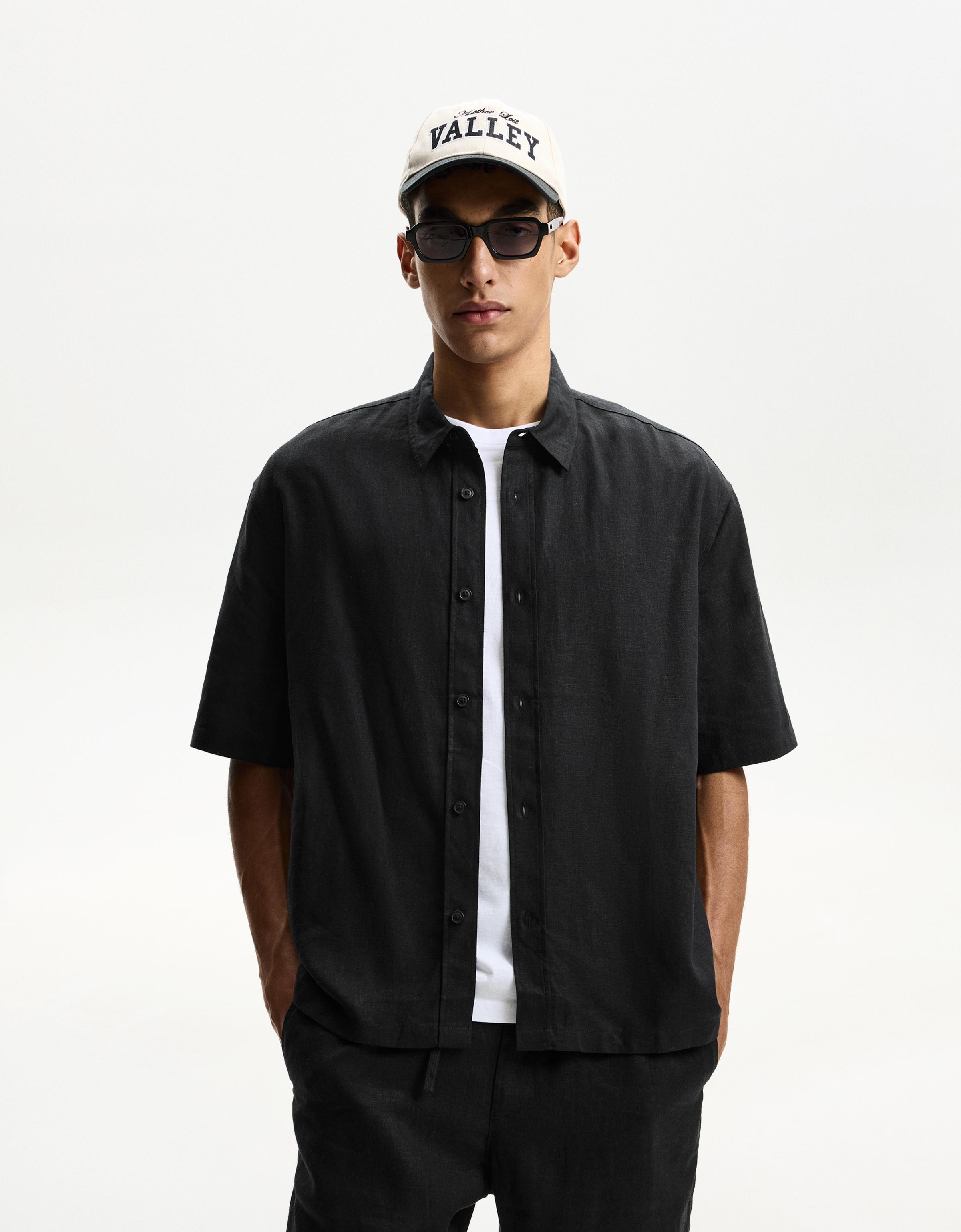 【THE MOZZ】Linen Blend Short Sleeve T-Shirt Short sleeve linen blend shirt - Twin sets - Men | Bershka