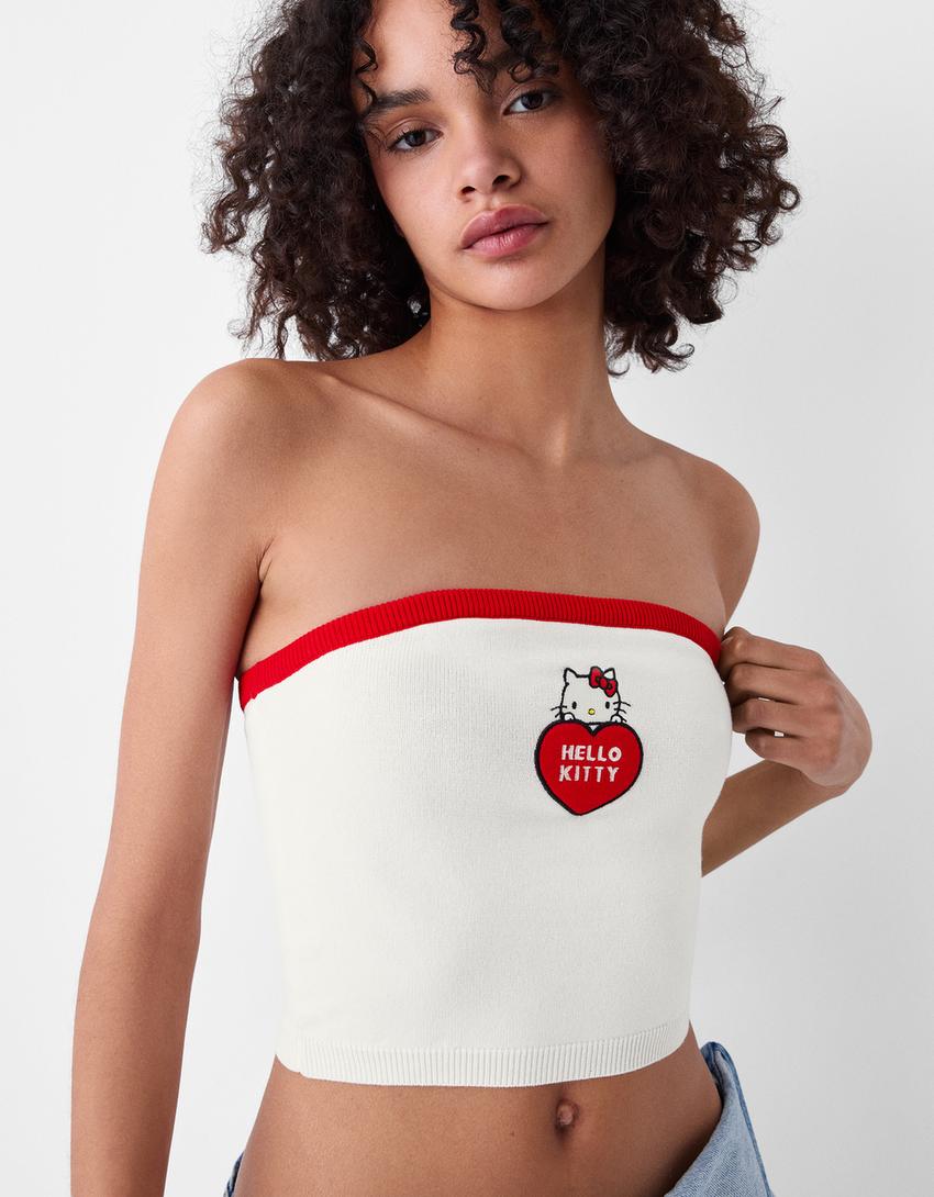 توب شريطي هالو كيتي-كريمي-2
