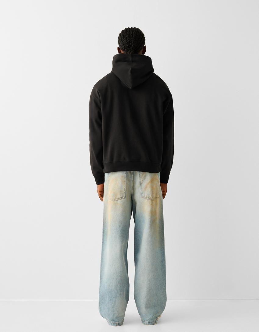 Printed hoodie-Black-1