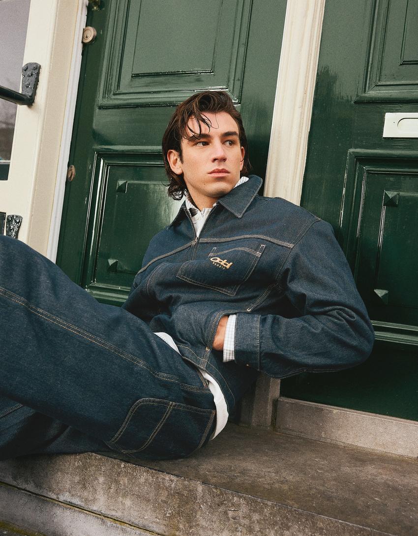 Sobrecamisa denim bolsillo-Marino