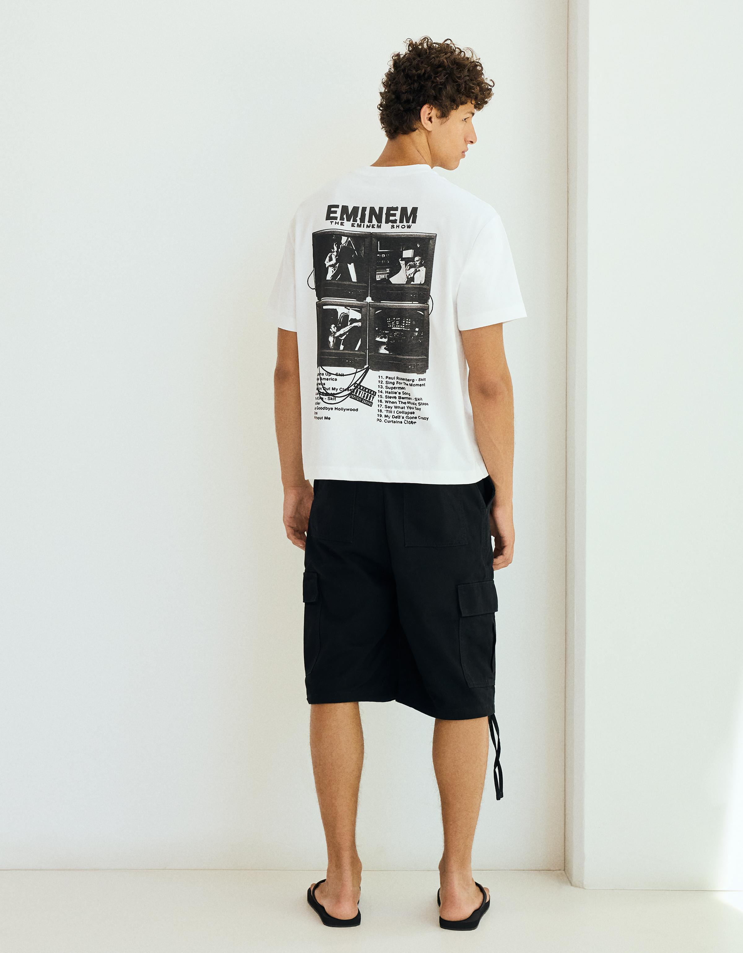 Bershka EMINEM baskılı relaxed fit tişört görsel 4